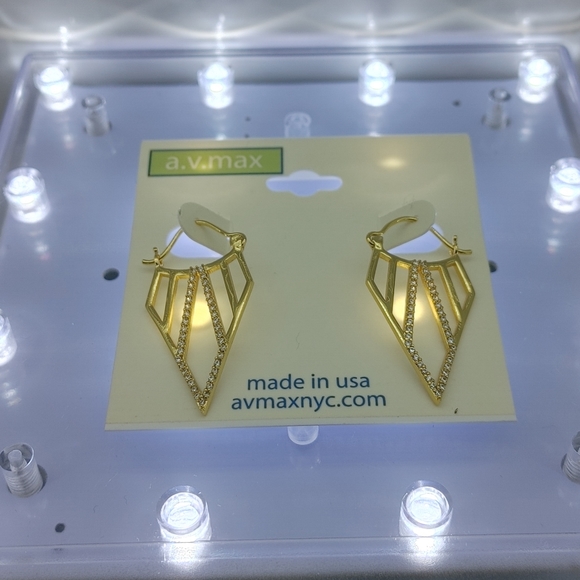 A.V. Max Pave Crystal Deco Hoop Earrings - Picture 2 of 2